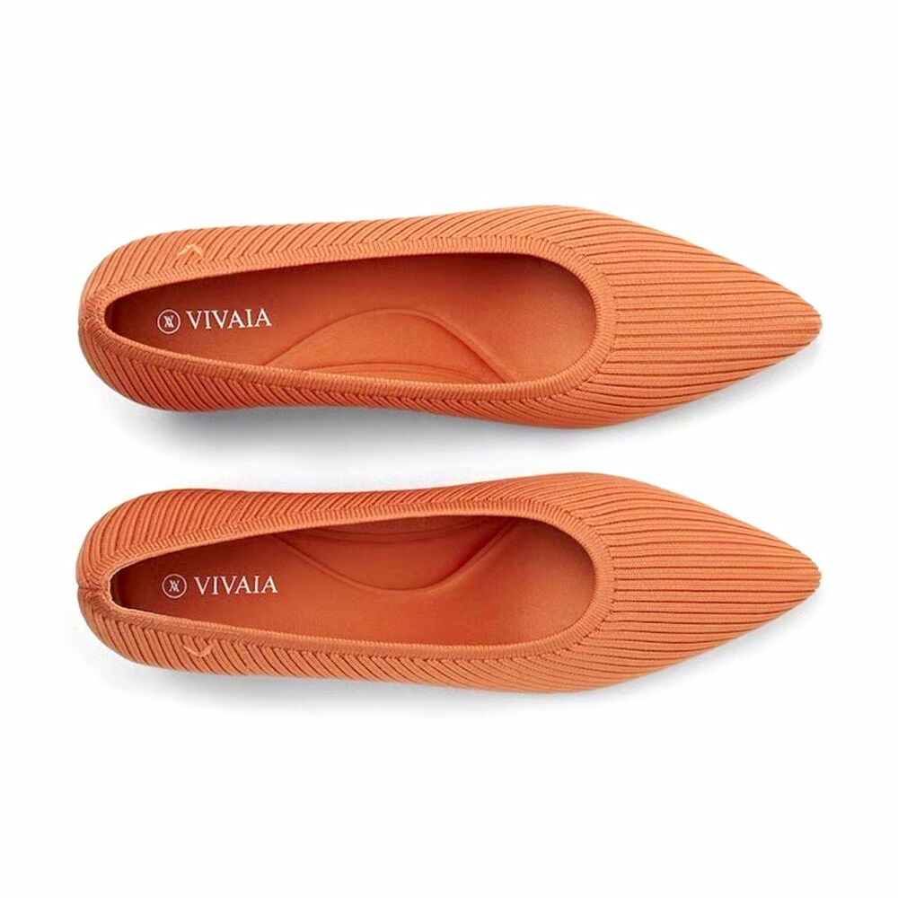 VIVAIA Aria Flat Salmon Knit Pointed Toe Ballet Flats Womens Size 9.5